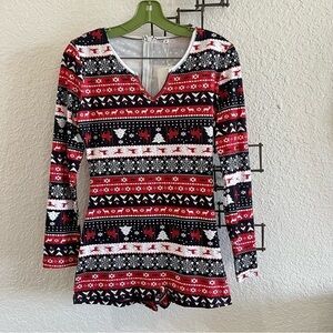 Women's One-Piece Pajama Long Sleeve Shorts Jumpsuit - NWT